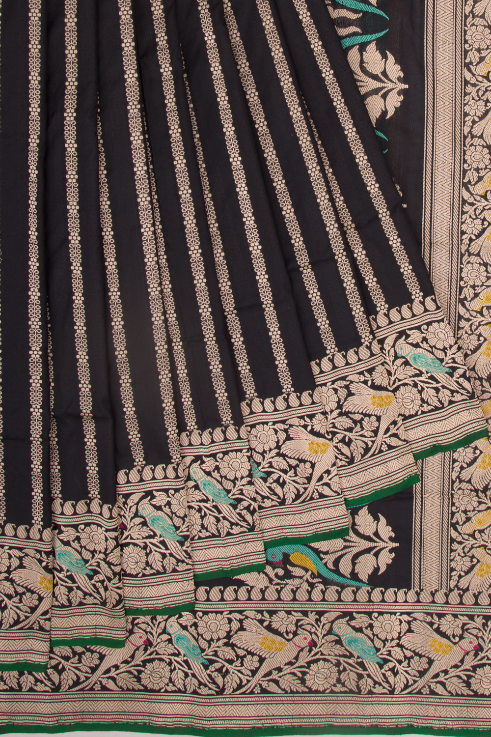 Banarasi Silk Vertical Lines Black Saree