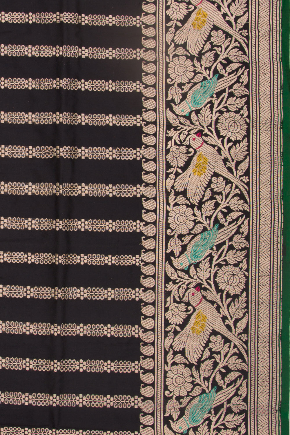 Banarasi Silk Vertical Lines Black Saree