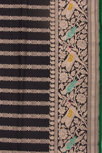 Banarasi Silk Vertical Lines Black Saree