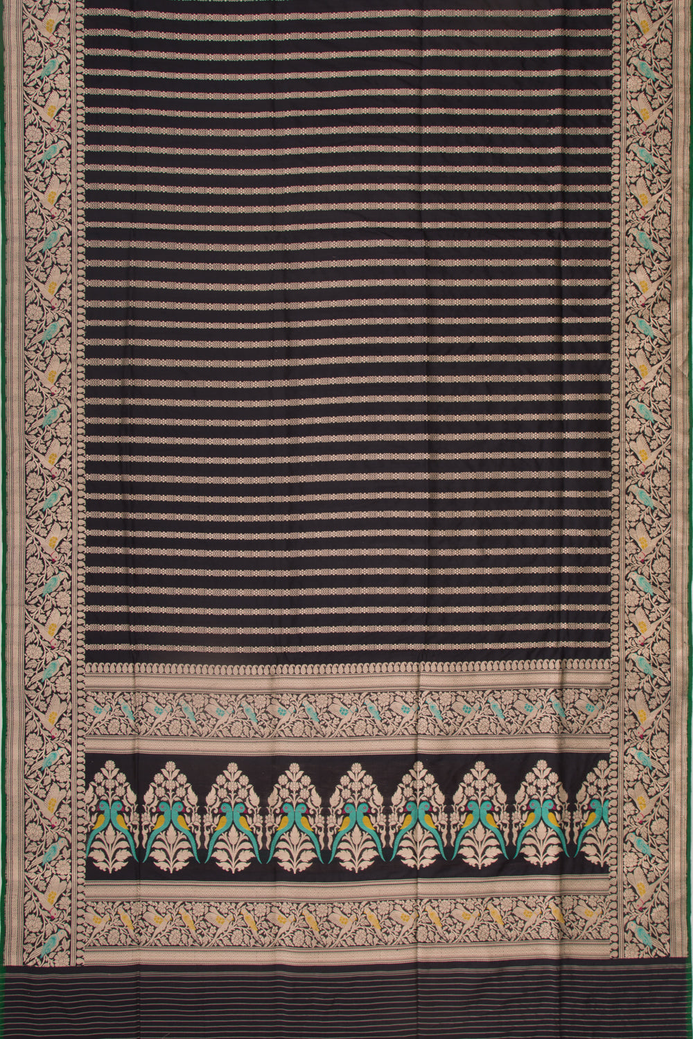 Banarasi Silk Vertical Lines Red Saree