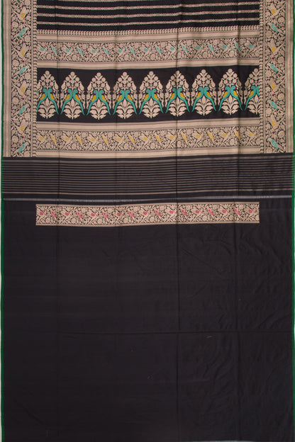Banarasi Silk Vertical Lines Black Saree