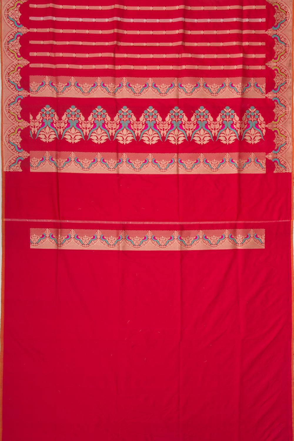 Banarasi Silk Vertical Lines Red Saree