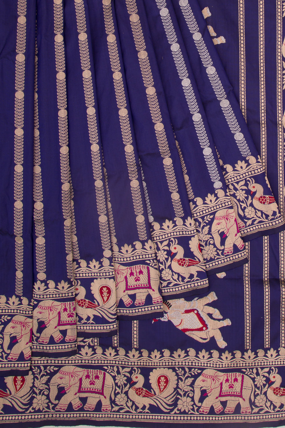 Banarasi Silk Vertical Lines Dark Blue Saree