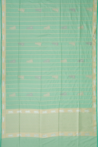 Banarasi Silk Vertical Lines And Butta Sea Green Saree