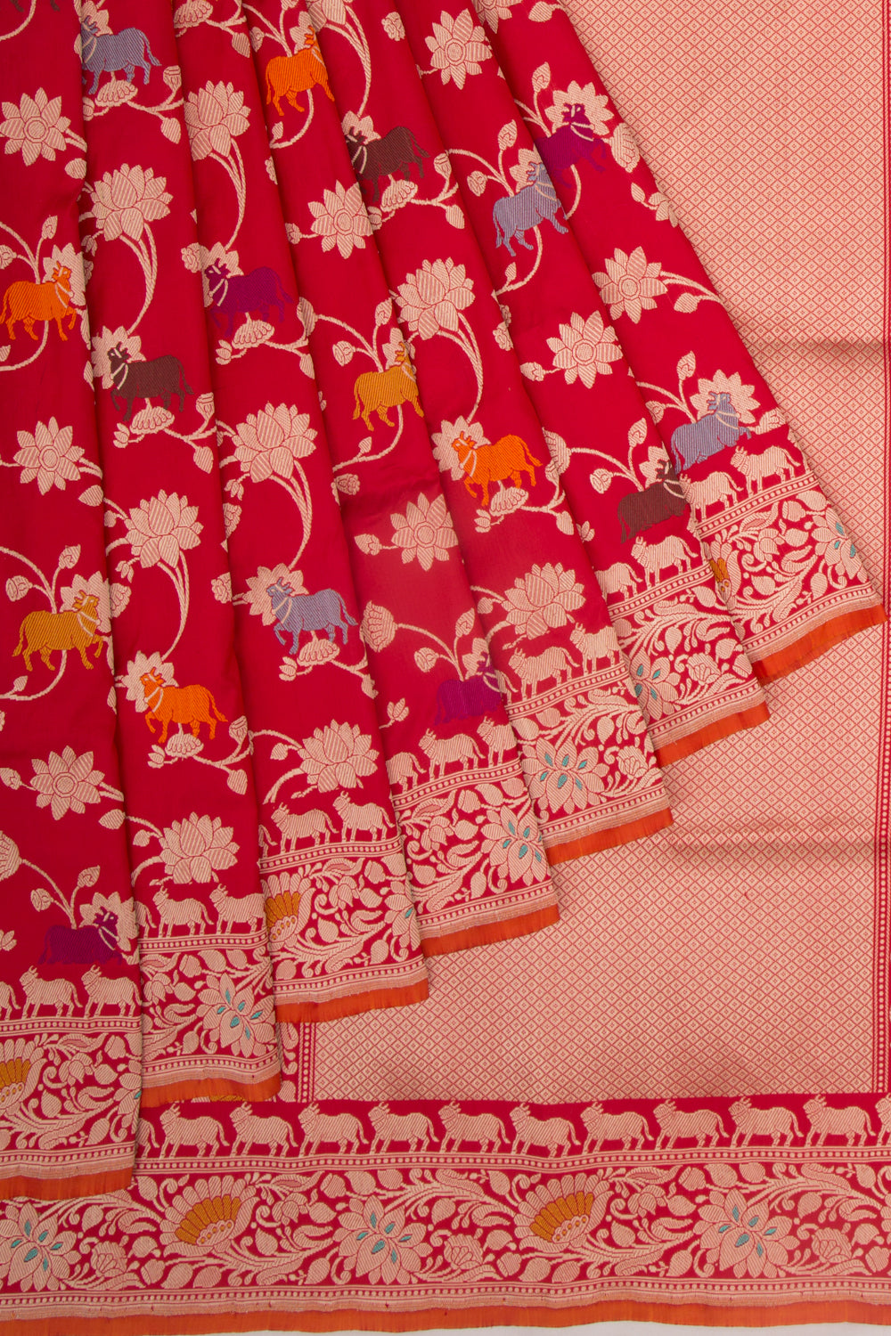 Banarasi Silk Jaal Red Saree