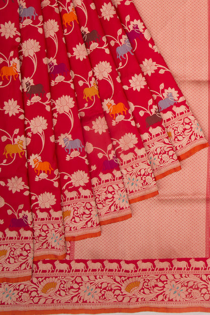 Banarasi Silk Jaal Red Saree