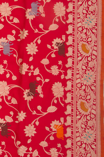 Banarasi Silk Jaal Red Saree