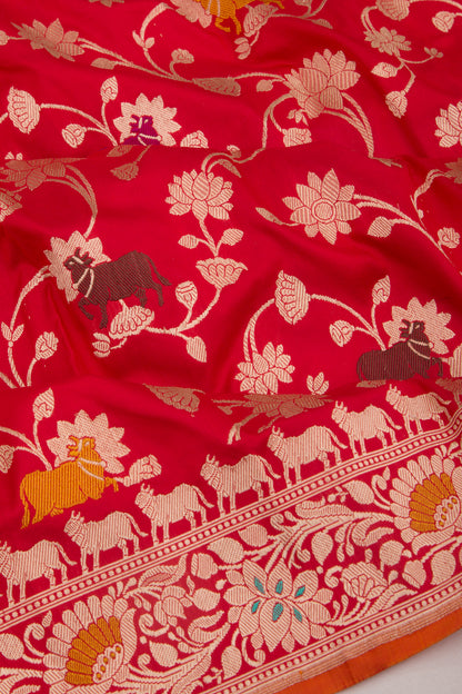 Banarasi Silk Jaal Red Saree