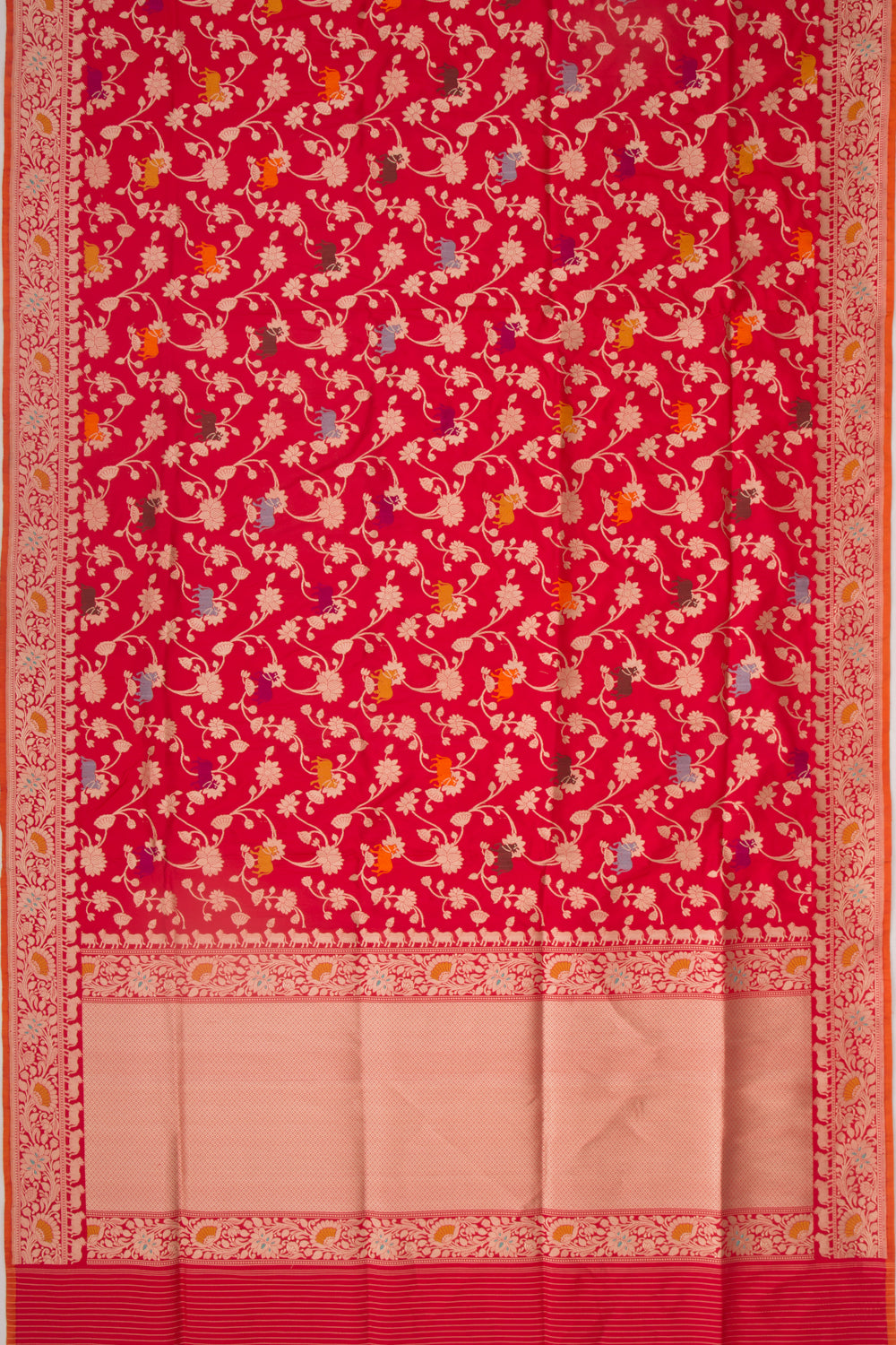 Banarasi Silk Jaal Red Saree