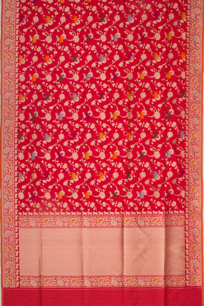 Banarasi Silk Jaal Red Saree