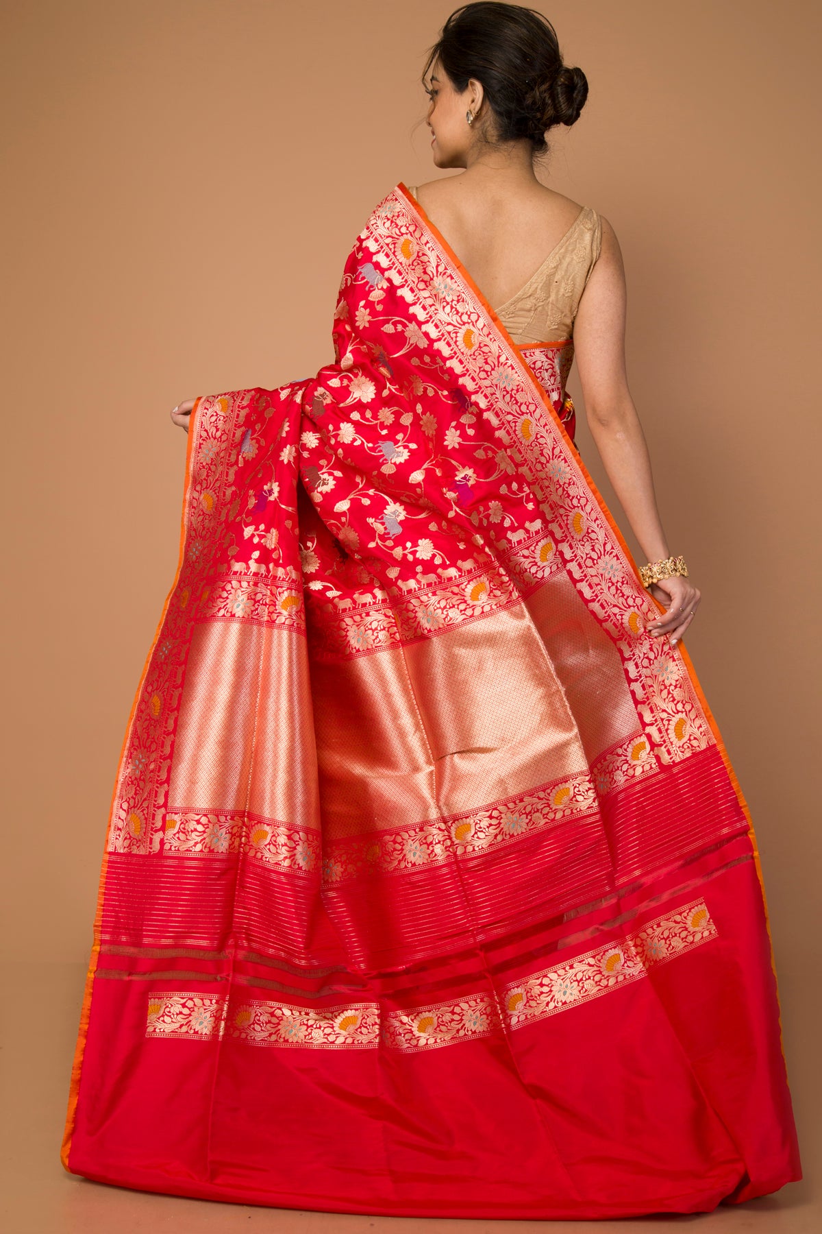 Banarasi Silk Jaal Red Saree