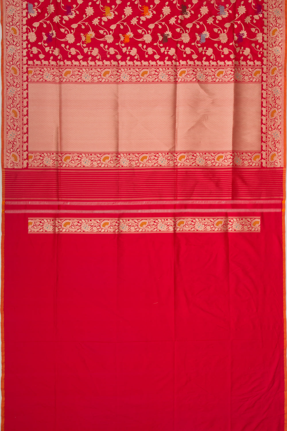 Banarasi Silk Jaal Red Saree