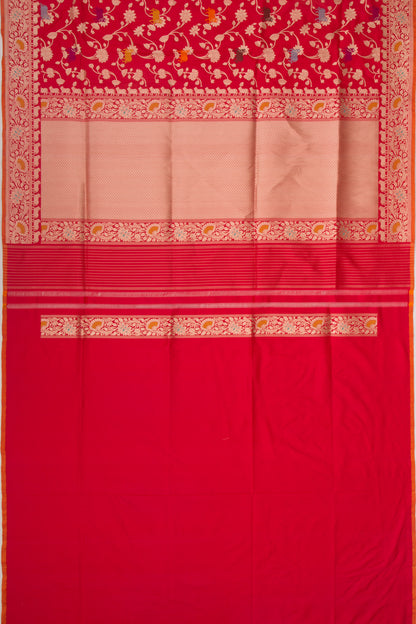 Banarasi Silk Jaal Red Saree