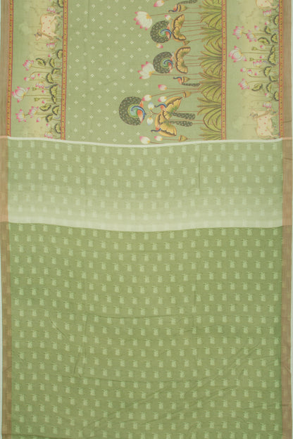 Kota Soft Silk Pichwai Printed Green Saree