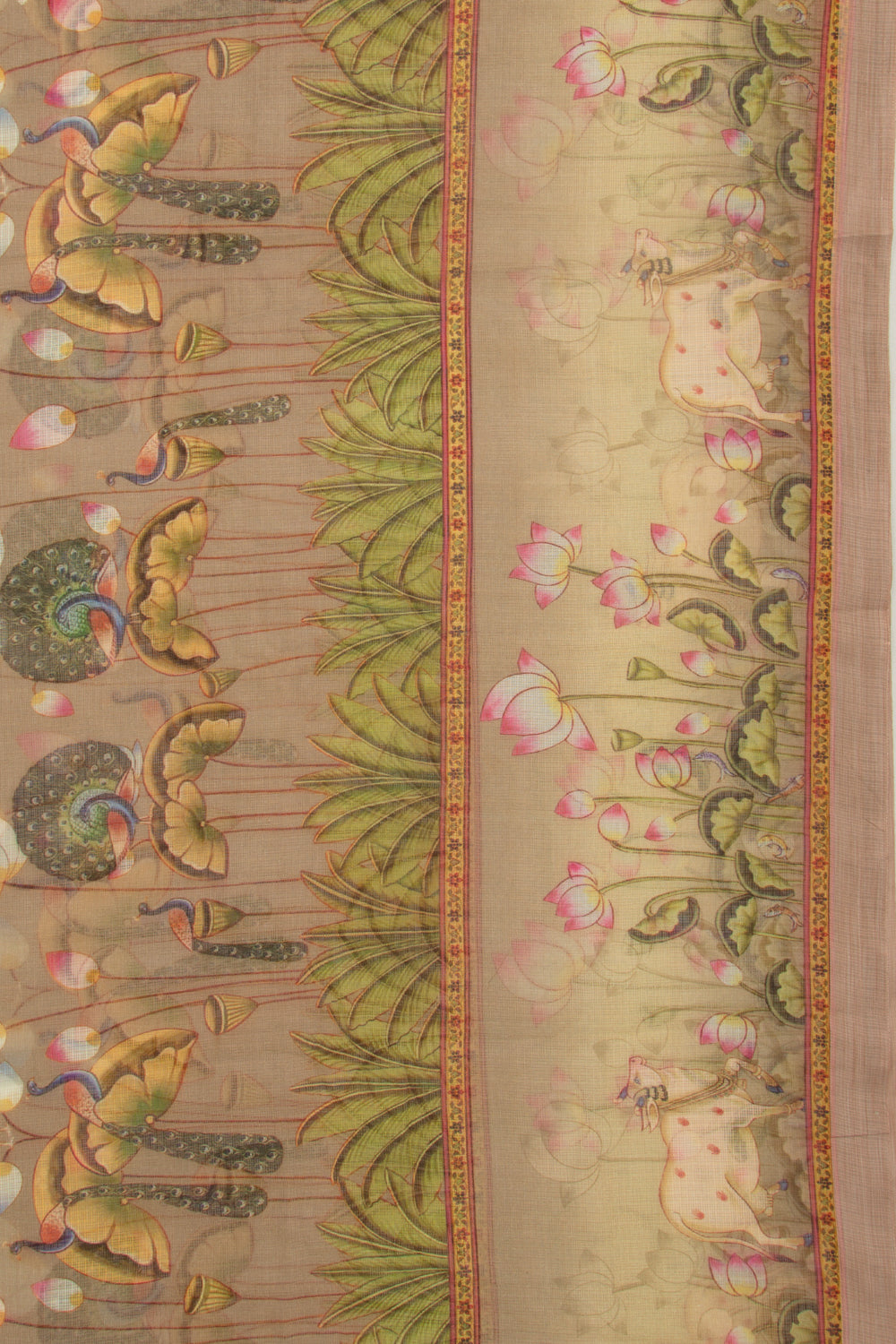 Kota Soft Silk Pichwai Printed Snuff Saree