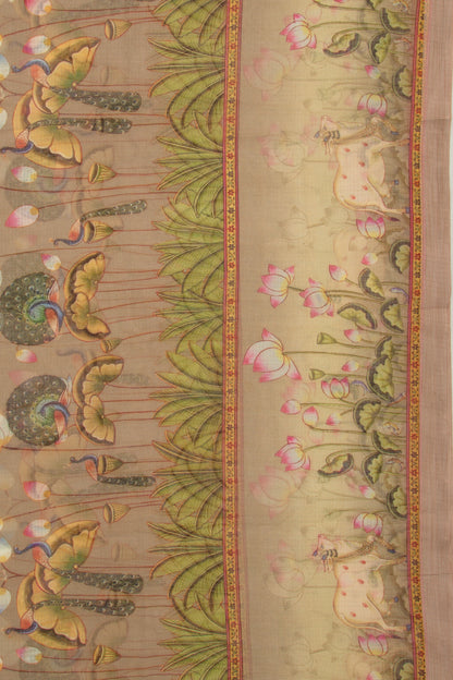 Kota Soft Silk Pichwai Printed Snuff Saree