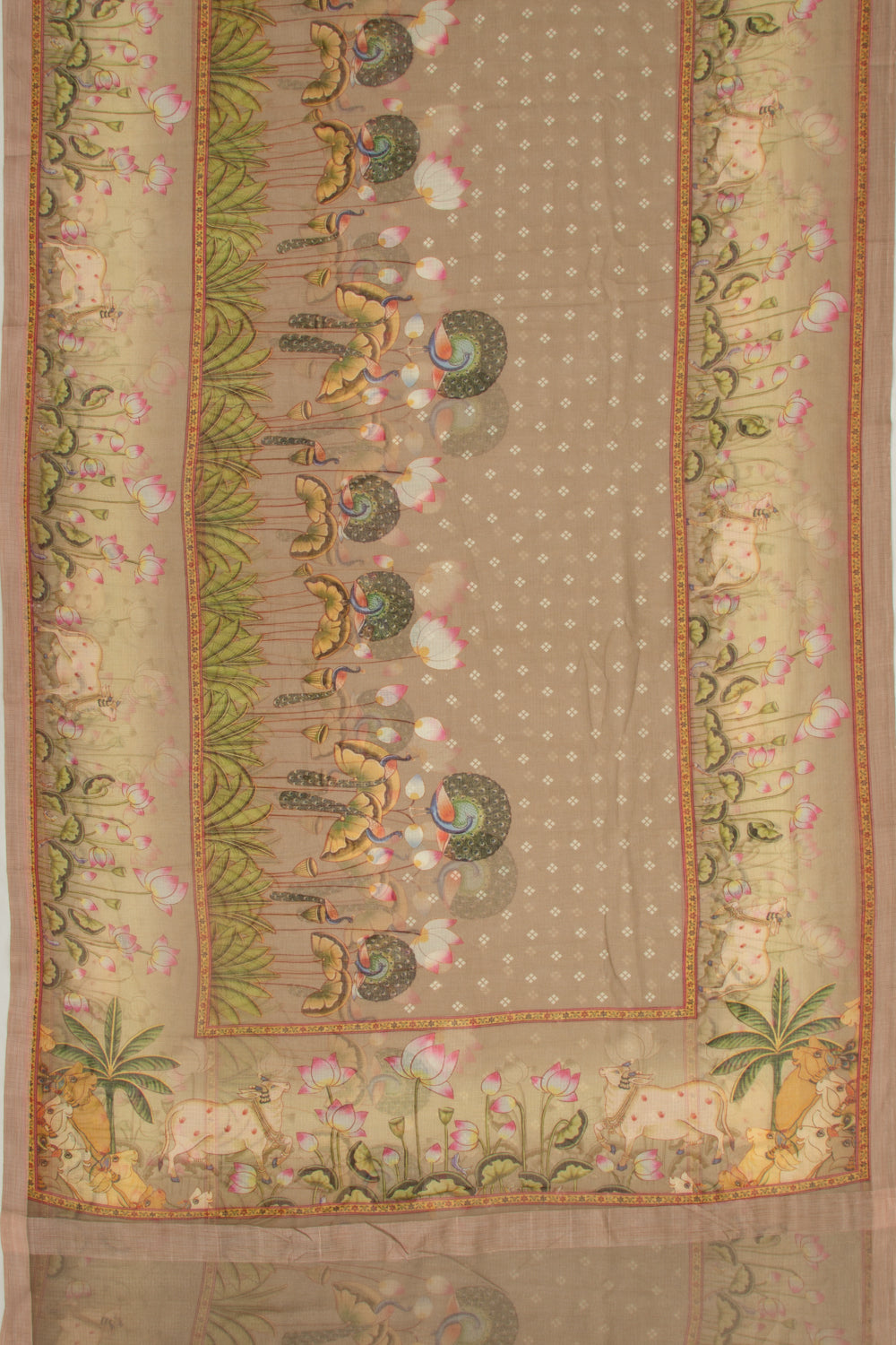 Kota Soft Silk Pichwai Printed Snuff Saree