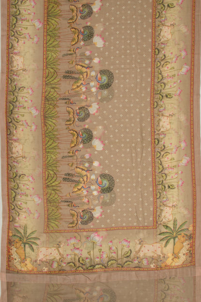 Kota Soft Silk Pichwai Printed Snuff Saree