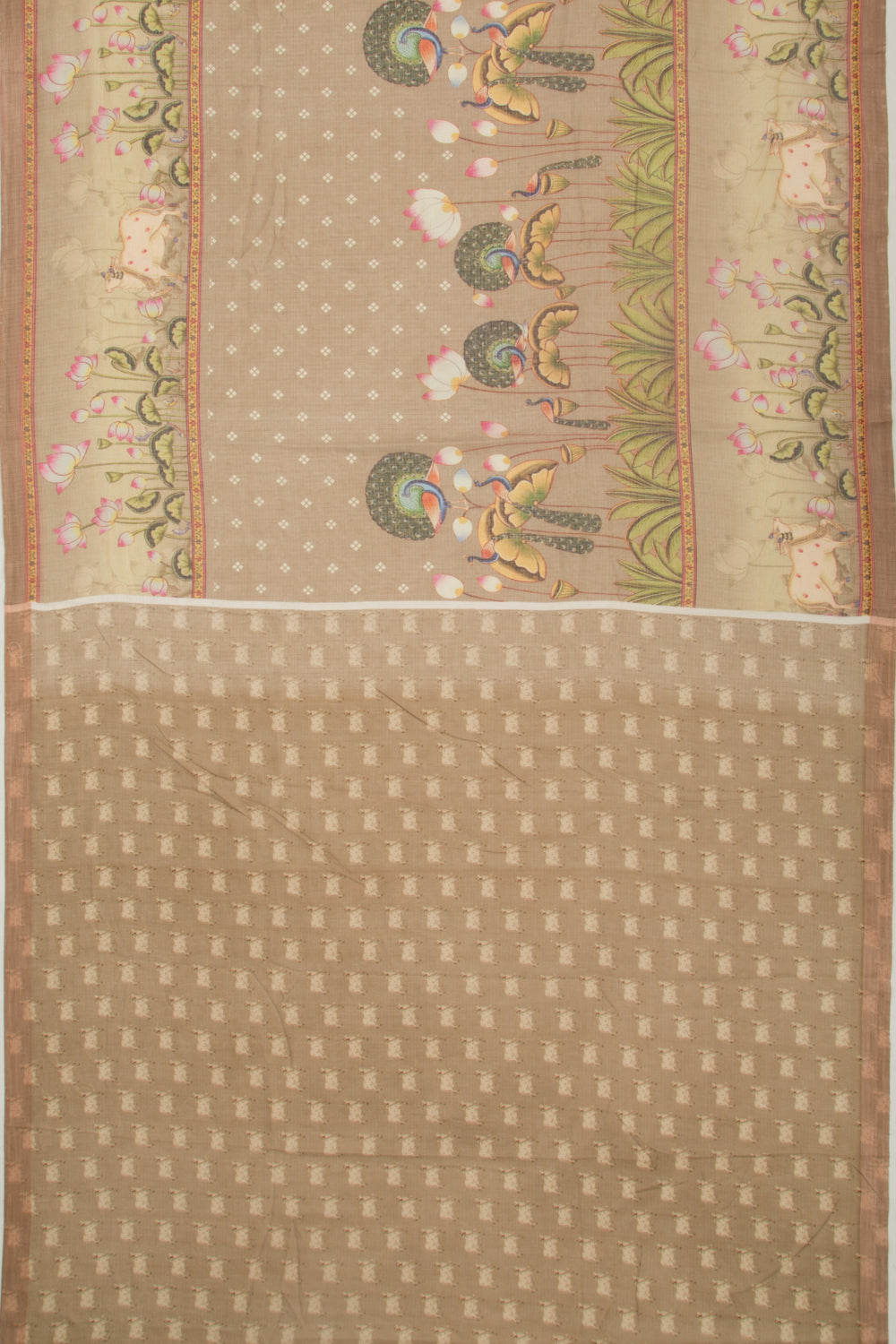 Kota Soft Silk Pichwai Printed Snuff Saree