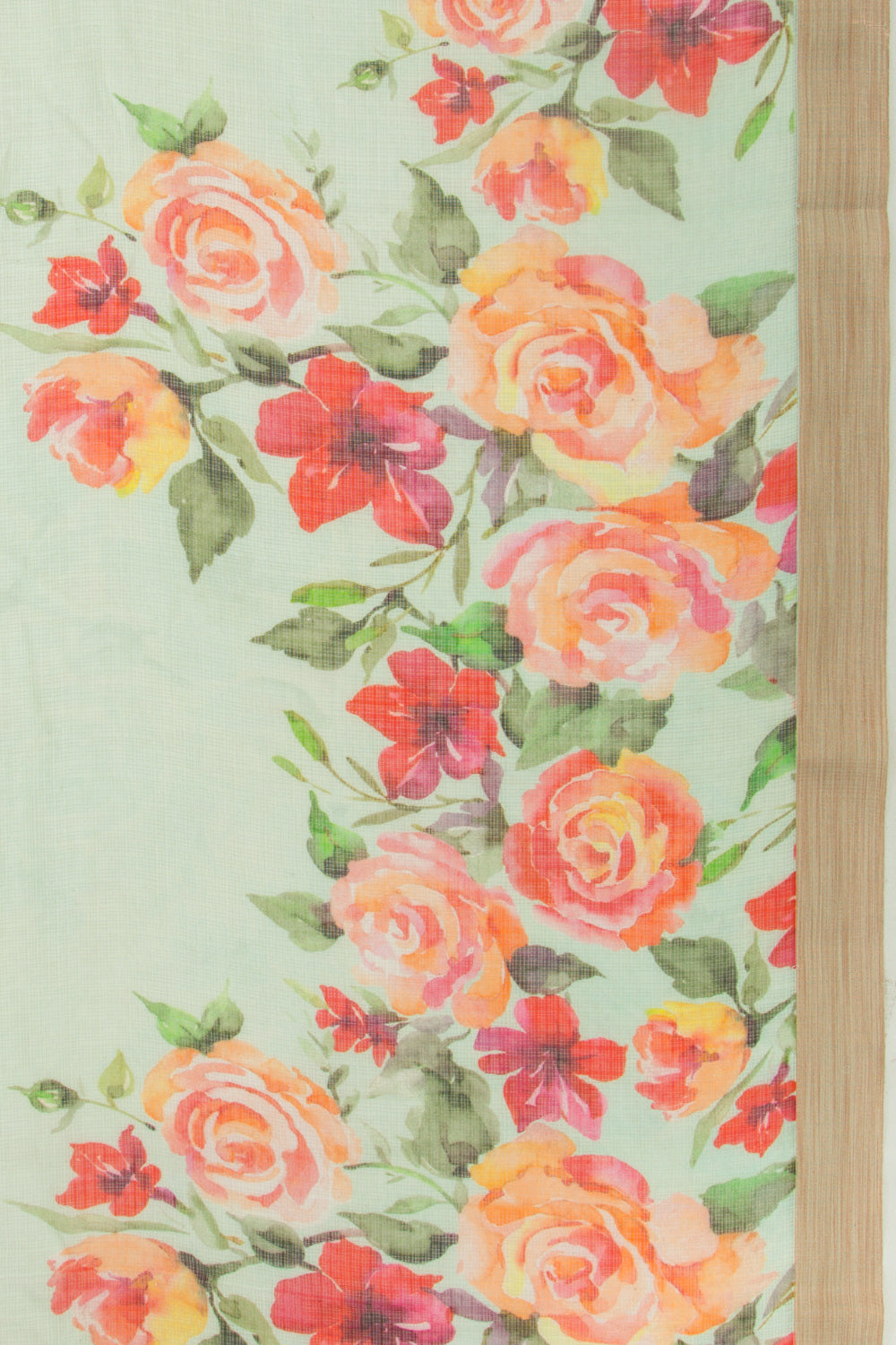 Kota Soft Silk Floral Printed Pista Green Saree