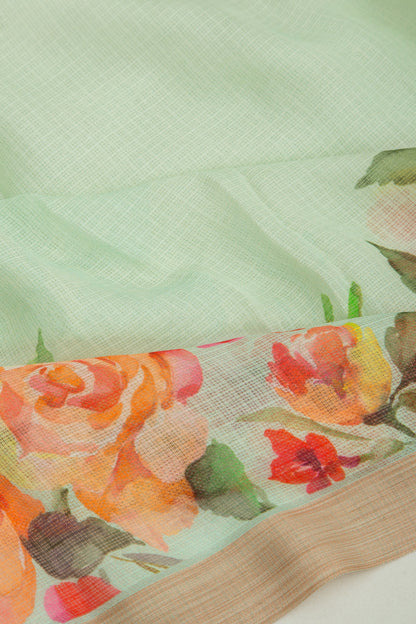 Kota Soft Silk Floral Printed Pista Green Saree