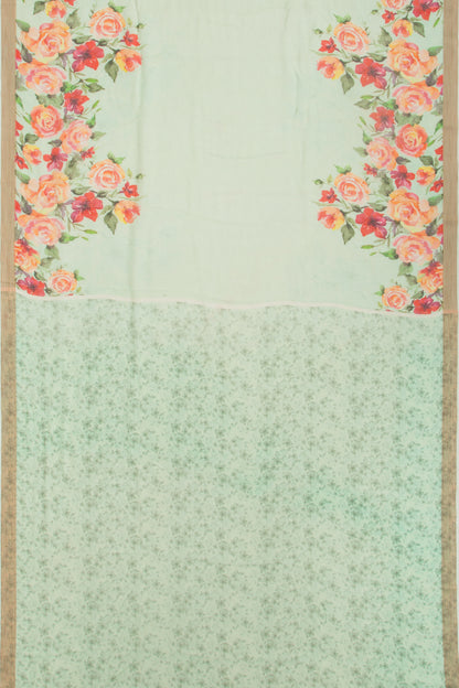 Kota Soft Silk Floral Printed Pista Green Saree