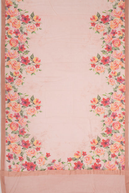 Kota Soft Silk Floral Printed Peach Saree