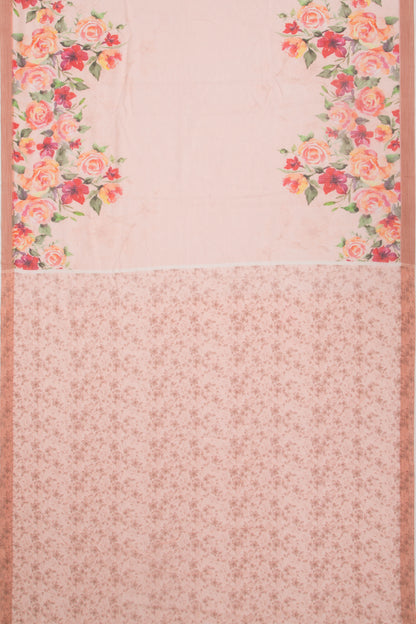 Kota Soft Silk Floral Printed Peach Saree
