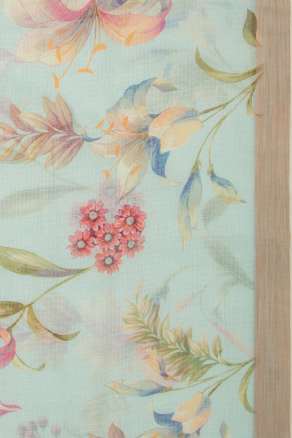 Kota Soft Silk Floral Printed Blue Saree