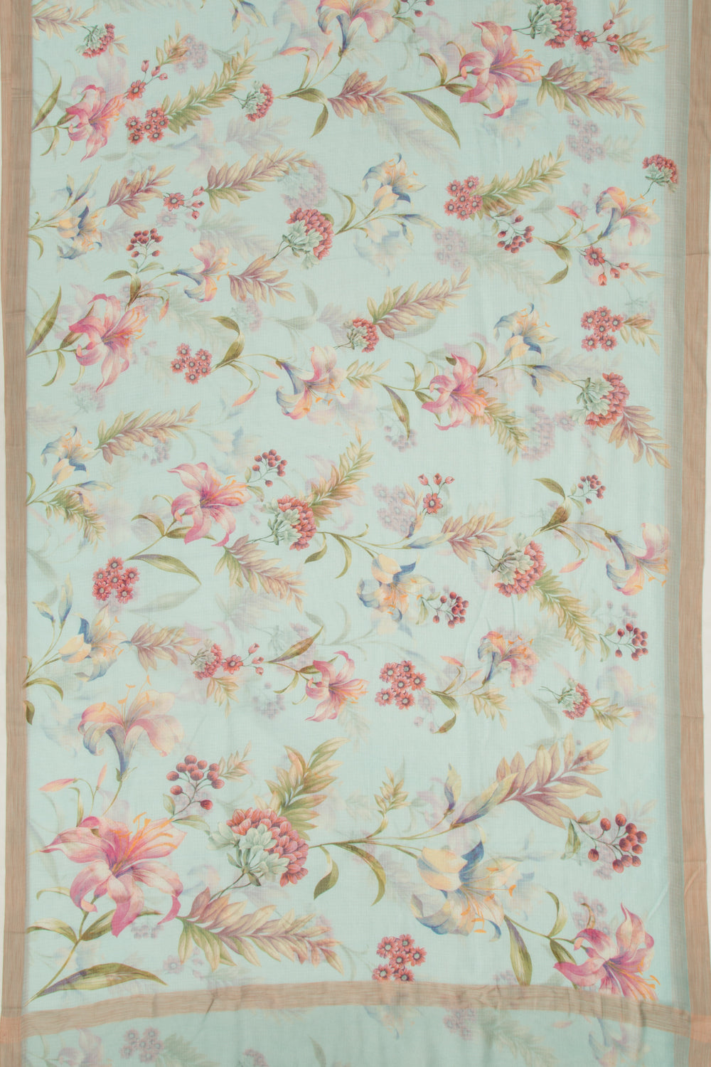 Kota Soft Silk Floral Printed Blue Saree