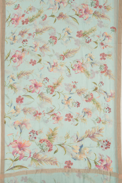 Kota Soft Silk Floral Printed Blue Saree