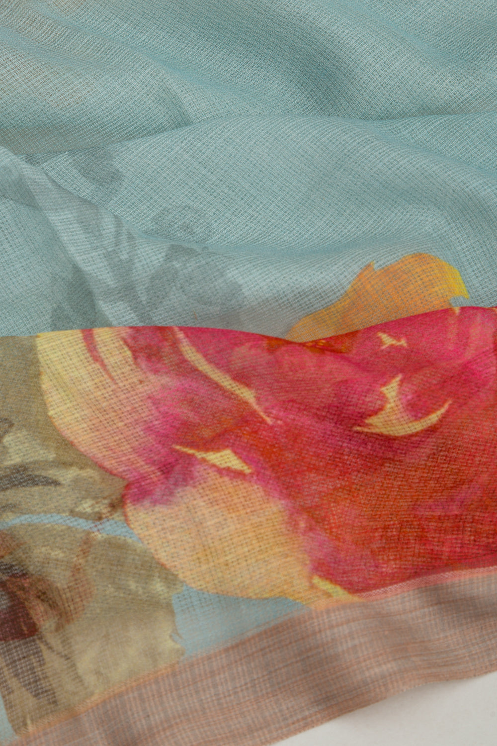 Kota Soft Silk Floral Printed Blue Saree