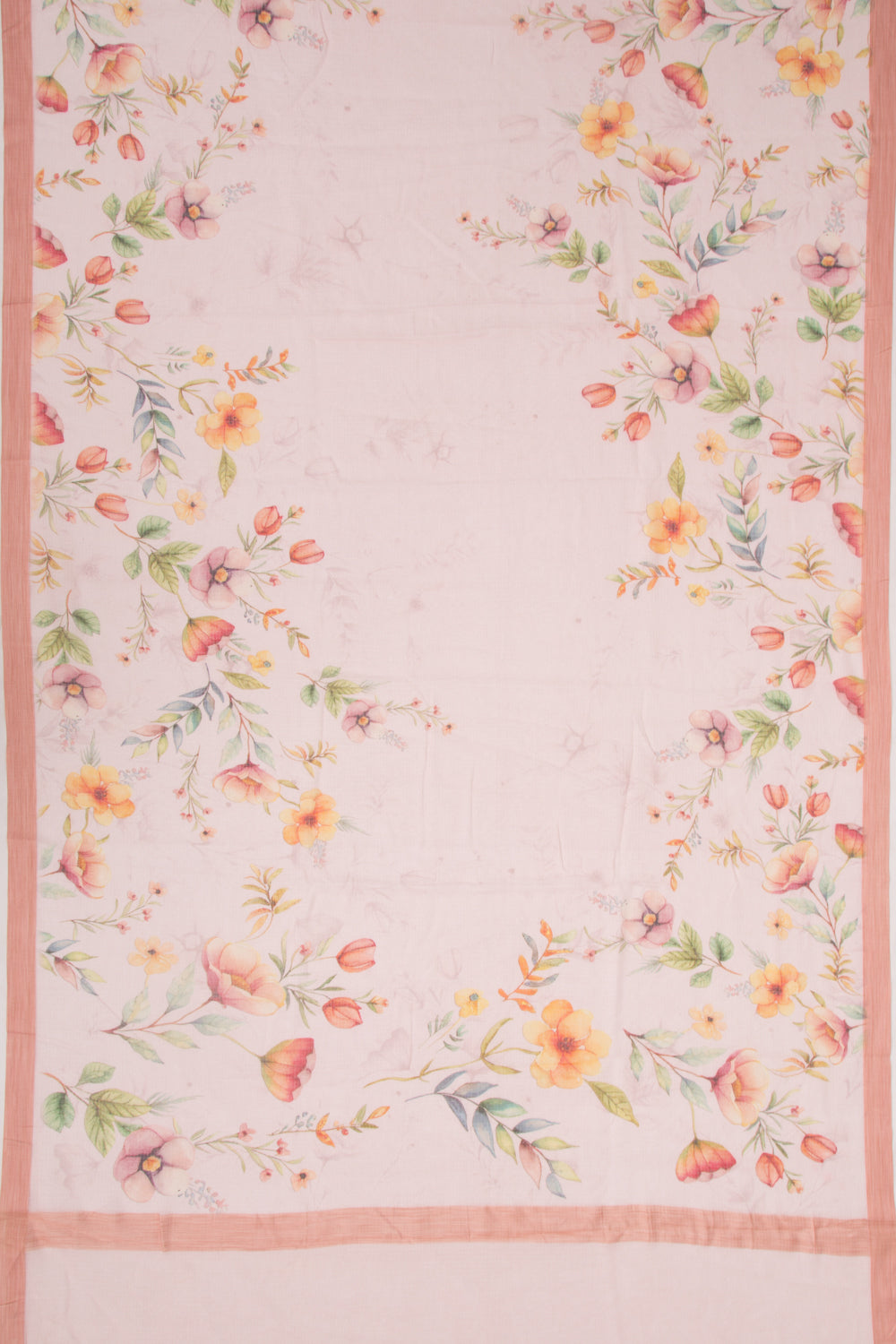 Kota Soft Silk Floral Printed Pastel Pink Saree