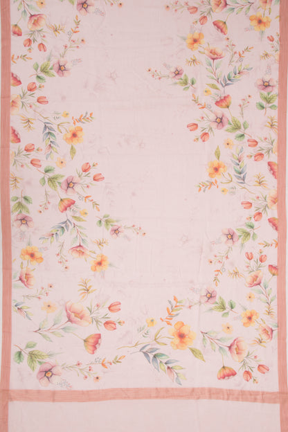 Kota Soft Silk Floral Printed Pastel Pink Saree