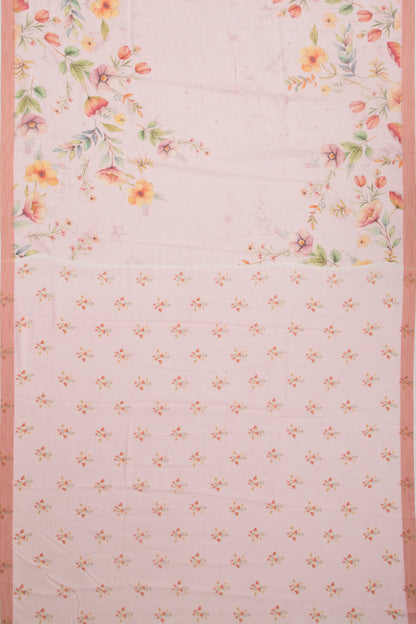 Kota Soft Silk Floral Printed Pastel Pink Saree