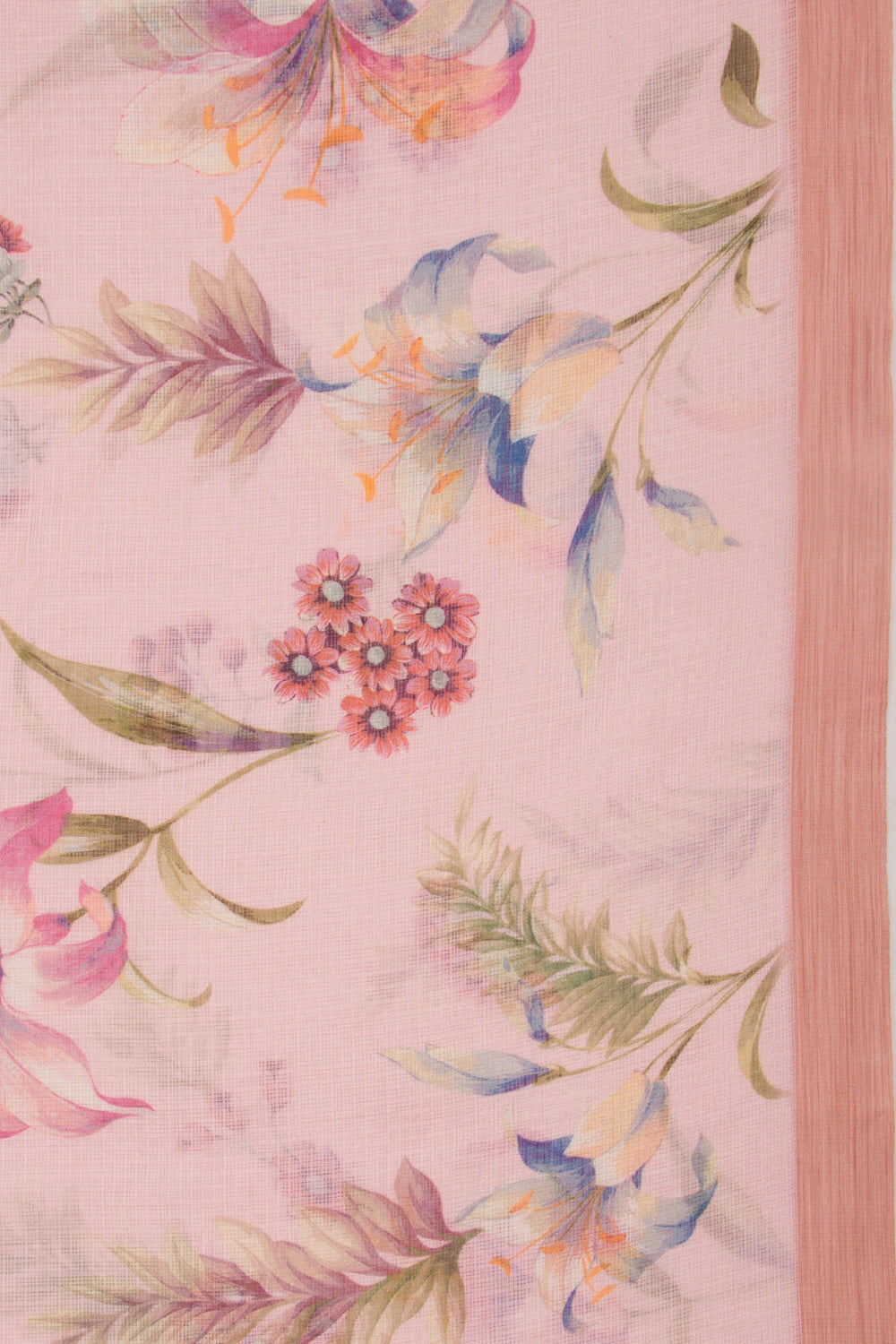 Kota Soft Silk Floral Printed Pink Saree