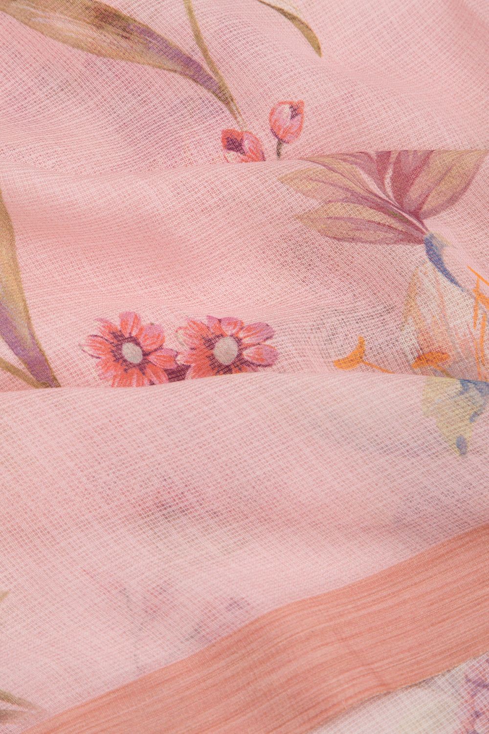 Kota Soft Silk Floral Printed Pink Saree