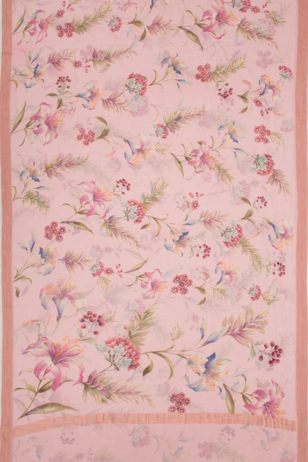 Kota Soft Silk Floral Printed Pink Saree