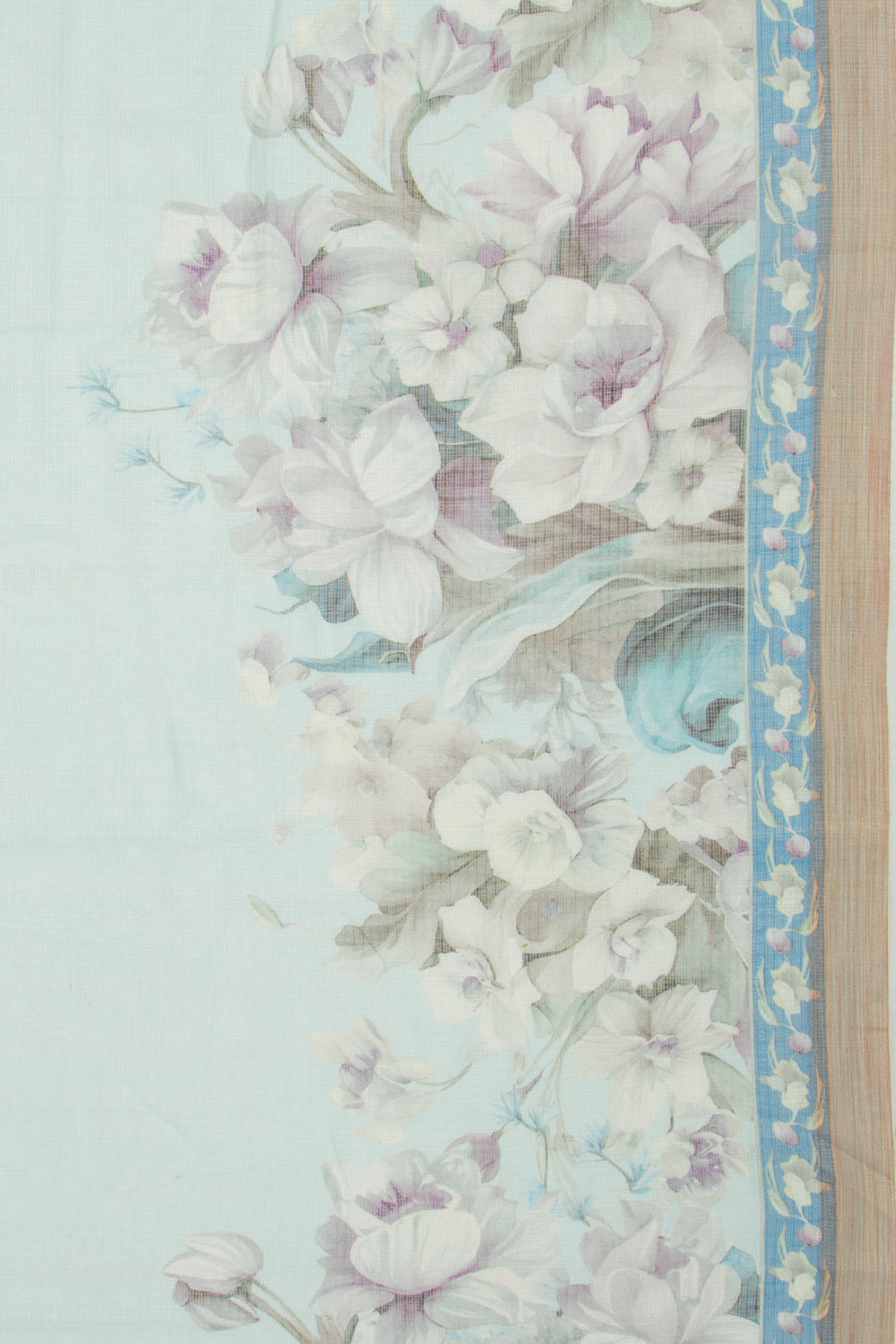 Kota Soft Silk Floral Printed Sky Blue Saree