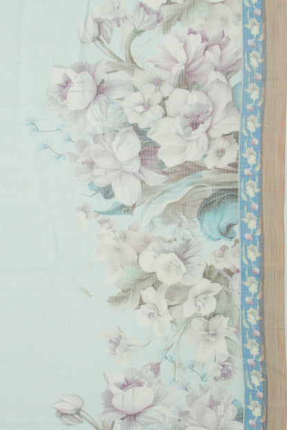 Kota Soft Silk Floral Printed Sky Blue Saree