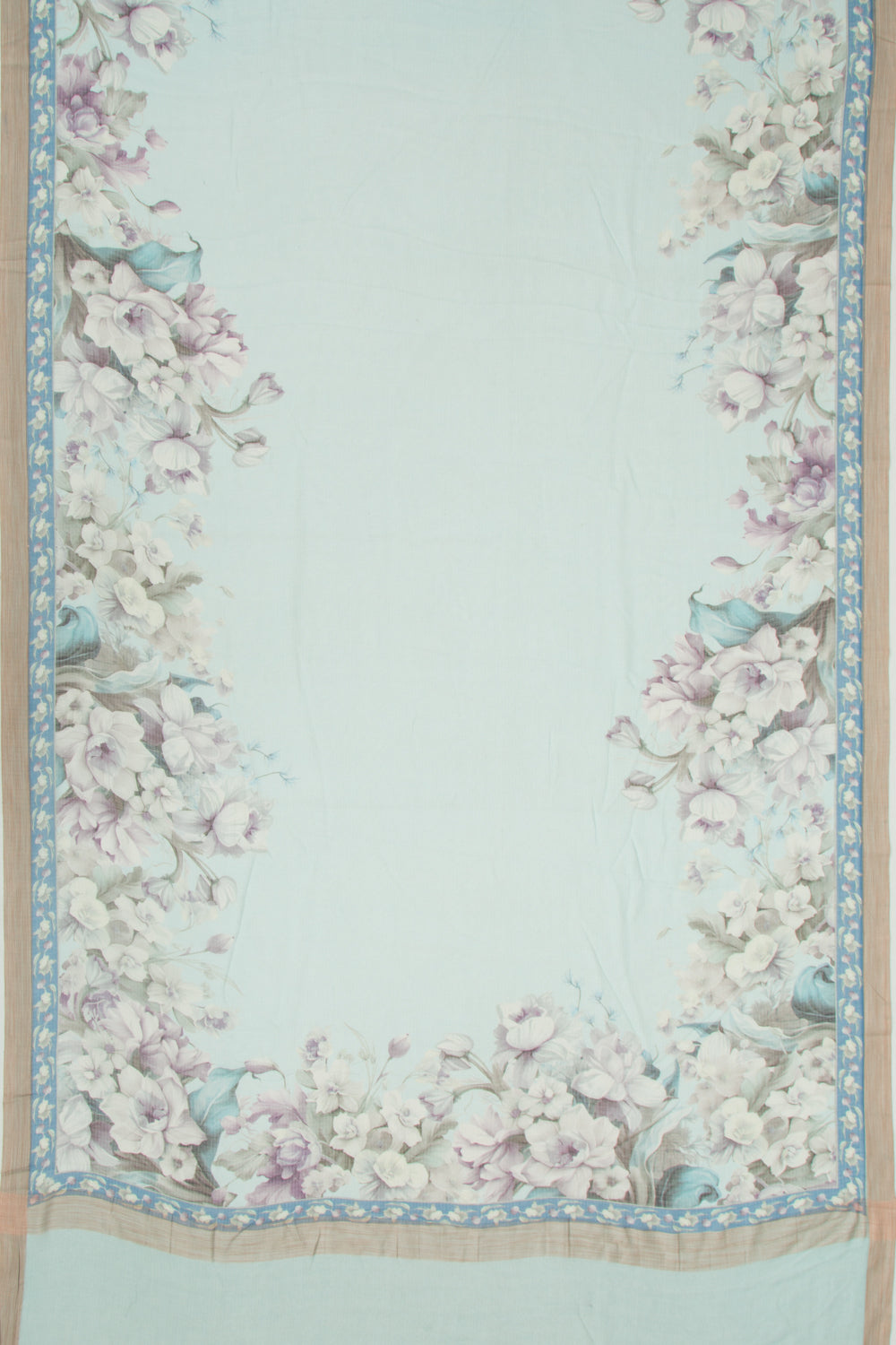 Kota Soft Silk Floral Printed Sky Blue Saree