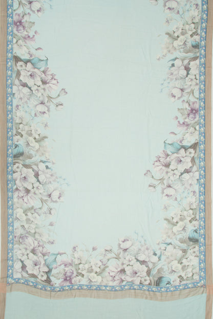 Kota Soft Silk Floral Printed Sky Blue Saree