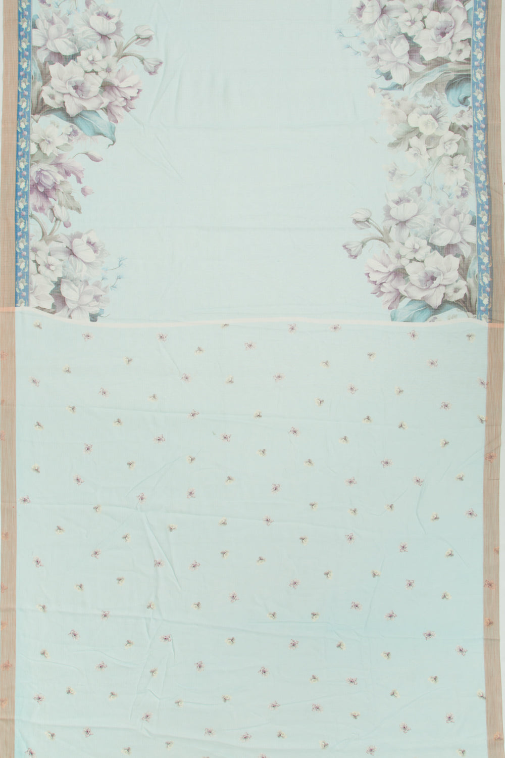 Kota Soft Silk Floral Printed Sky Blue Saree