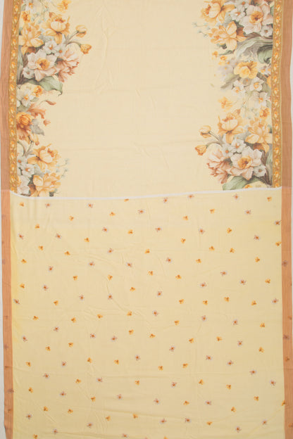 Kota Soft Silk Floral Printed Lemon Yellow Saree