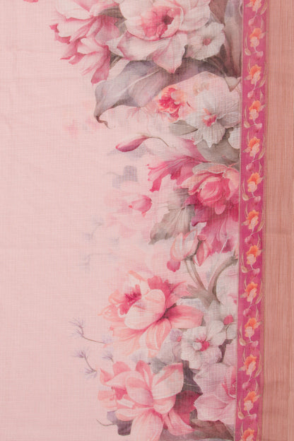 Kota Soft Silk Floral Printed Pink Saree