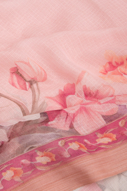 Kota Soft Silk Floral Printed Pink Saree