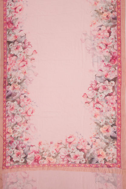 Kota Soft Silk Floral Printed Pink Saree