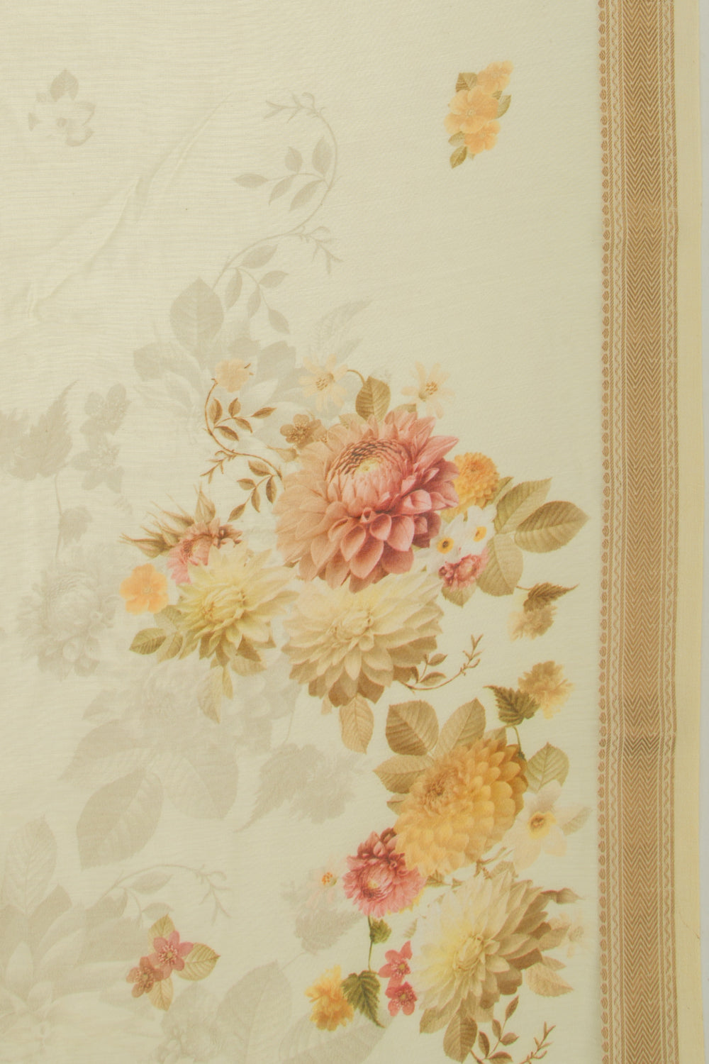 Chanderi Silk Floral Printed Yellow Saree