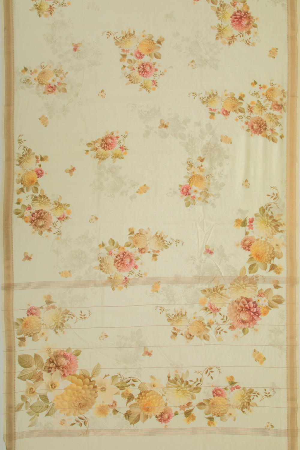 Chanderi Silk Floral Printed Yellow Saree