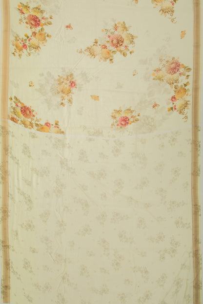 Chanderi Silk Floral Printed Yellow Saree
